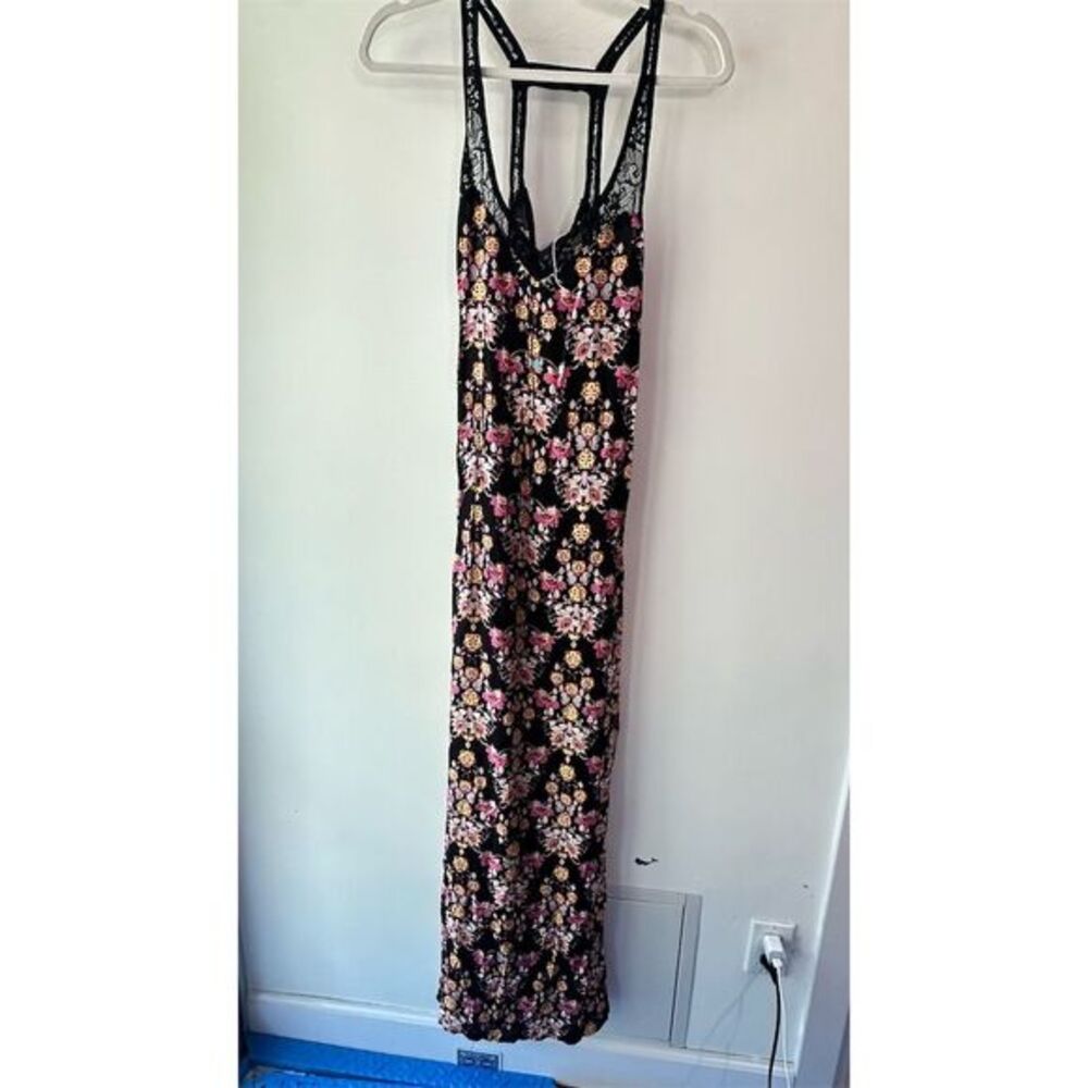 Lovestitch Women's Black Floral Maxi Dress Size M Sleeveless V-Neck